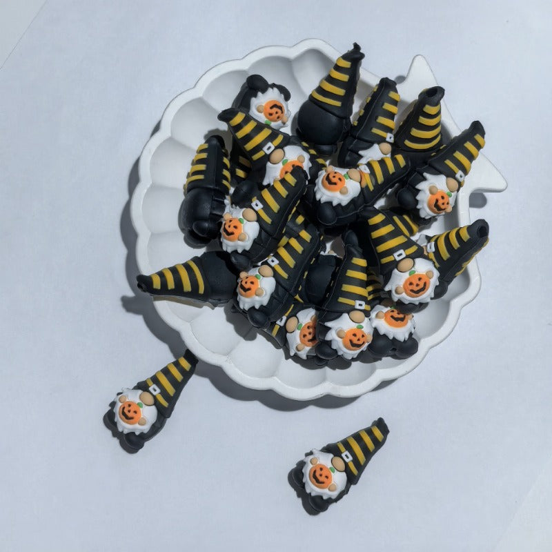 Wholesale 3D orange dwarf silicone cartoon beads 10pcs/pack